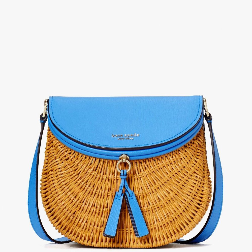 Kate Spade Catch Wicker Medium Crossbody in Blue